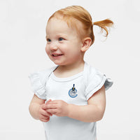 Load image into Gallery viewer, The Citadel, C Spike, Infant Flutter Sleeve Baby Rib Bodysuit - White
