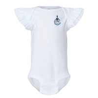 Load image into Gallery viewer, The Citadel, C Spike, Infant Flutter Sleeve Baby Rib Bodysuit - White
