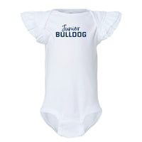 Load image into Gallery viewer, The Citadel, Junior Bulldog, Infant Flutter Sleeve Baby Rib Bodysuit - White
