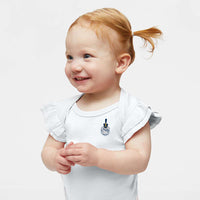 Load image into Gallery viewer, The Citadel, Spike, Infant Flutter Sleeve Baby Rib Bodysuit - White
