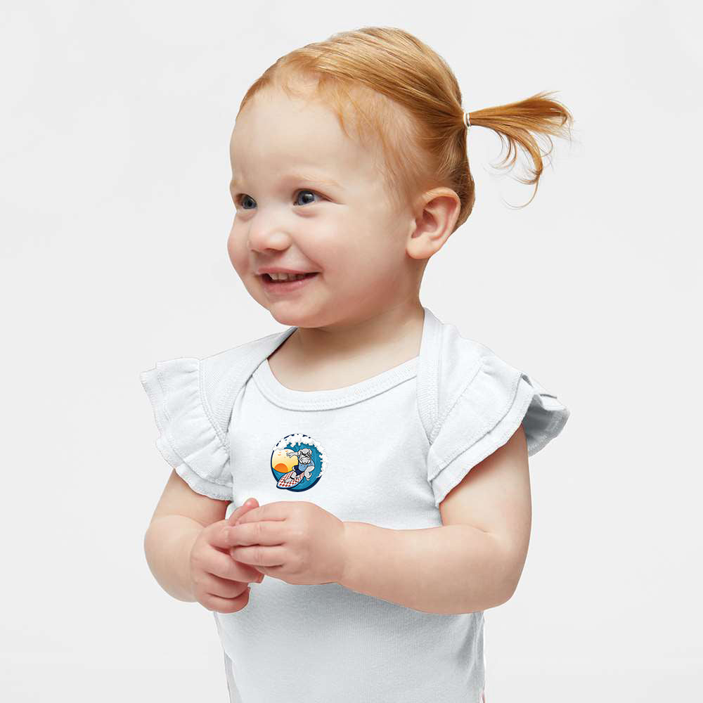 The Citadel, Spike Surfing, Infant Flutter Sleeve Baby Rib Bodysuit - White