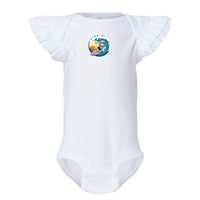 Load image into Gallery viewer, The Citadel, Spike Surfing, Infant Flutter Sleeve Baby Rib Bodysuit - White
