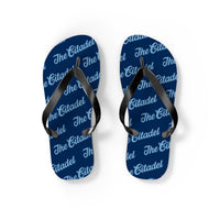Load image into Gallery viewer, The Citadel, Script Patterned Flip Flops
