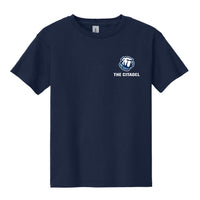 Load image into Gallery viewer, The Citadel Bulldog, Youth Heavy Cotton™ 100% Cotton T-Shirt - Navy
