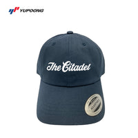 Load image into Gallery viewer, The Citadel, Script, Yupoong Adult Low-Profile Cotton Twill Dad Cap- Navy
