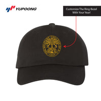 Load image into Gallery viewer, The Citadel, Customizable (Your Year) Embroidered Ring Bezel Design, Yupoong Adult Low-Profile Cotton Twill Dad Cap - Black
