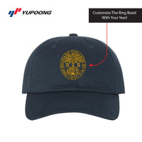 Load image into Gallery viewer, The Citadel, Customizable (Your Year) Embroidered Ring Bezel Design, Yupoong Adult Low-Profile Cotton Twill Dad Cap - Navy
