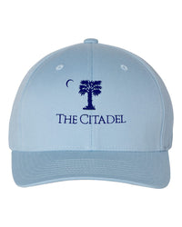 Load image into Gallery viewer, The Citadel, Palm Tree, Flexfit - Cotton Blend Cap Carolina Blue
