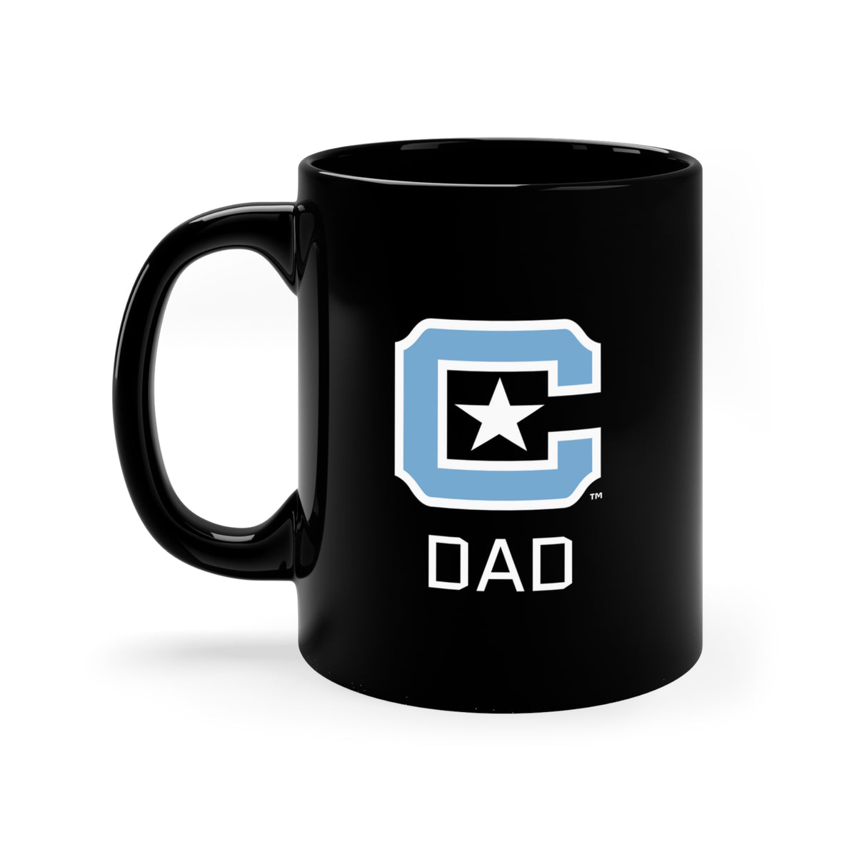 The Citadel Block C Logo, Sports Dad, Black Mug, 11oz