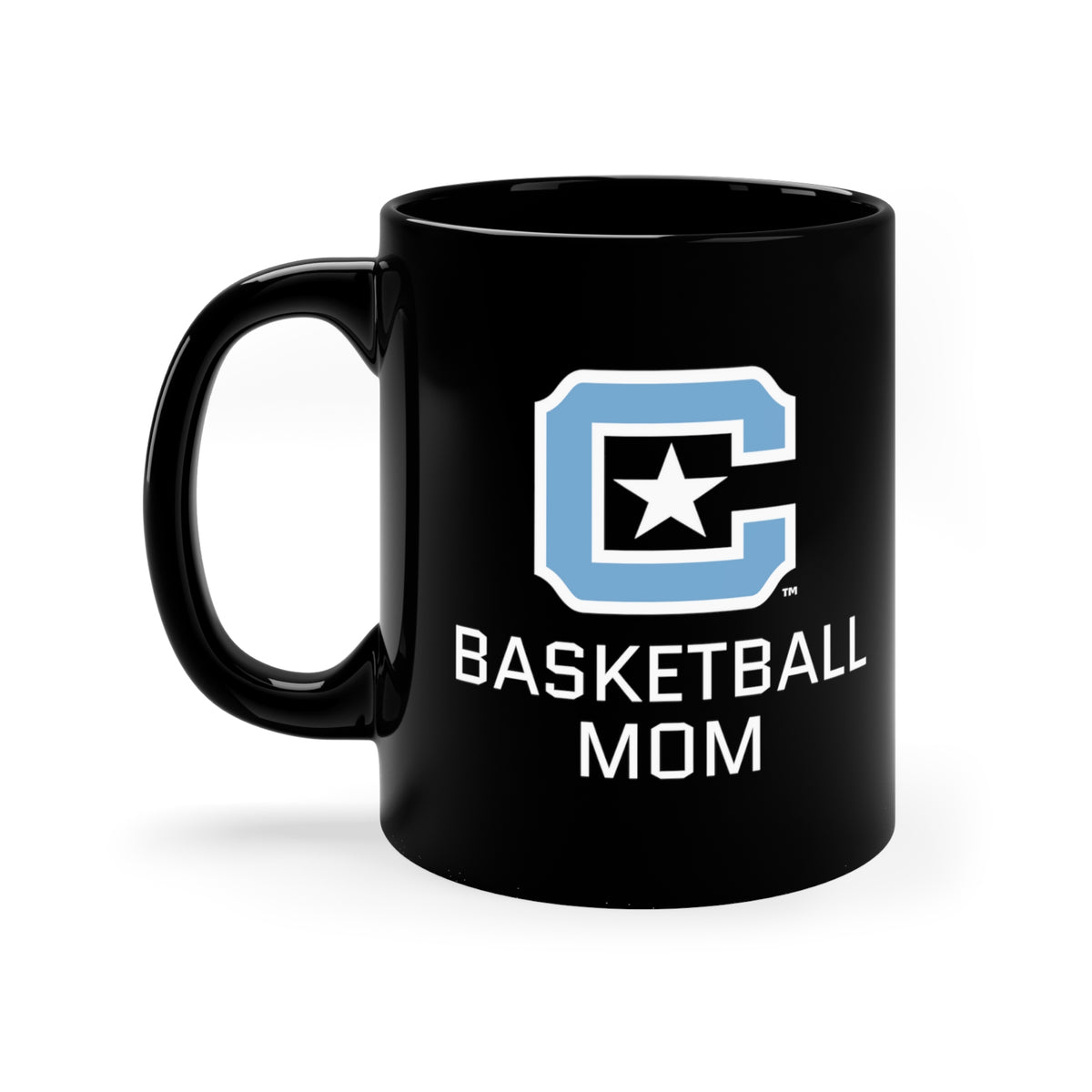 The Citadel Block C Logo, Sports Basketball Mom, Black Mug, 11oz