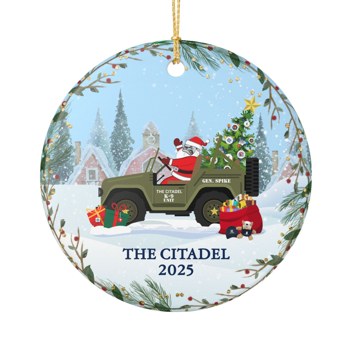 The Citadel, Christmas Jeep Spike, Ceramic Decoration Ornament, (1pc)