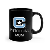 Load image into Gallery viewer, The Citadel Block C Logo, Club Sports Pistol Mom, Black Mug, 11oz
