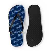 Load image into Gallery viewer, The Citadel, Script Patterned Flip Flops

