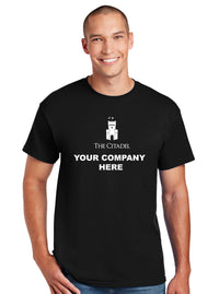Load image into Gallery viewer, The Citadel, Barracks logo with Your Company,  DryBlend T-Shirt - Black
