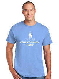 Load image into Gallery viewer, The Citadel, Barracks logo with Your Company,  DryBlend T-Shirt - Carolina Blue
