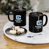 Load image into Gallery viewer, The Citadel Block C Logo, Sports Women&#39;s Rugby, Black Mug, 11oz
