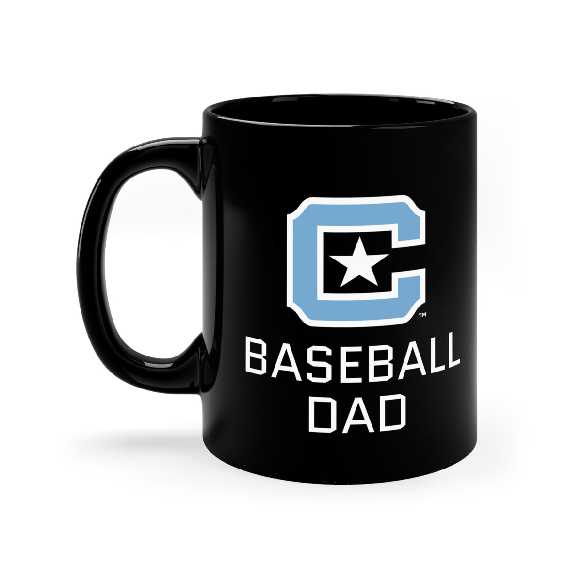 The Citadel Block C Logo, Sports Baseball Dad, Black Mug, 11oz