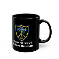Load image into Gallery viewer, The Citadel, Citadel Shield, Class of 2009 15 Year Reunion, 11/15 Oz Black Mug
