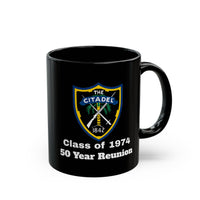 Load image into Gallery viewer, The Citadel, Citadel Shield, Class of 1974 50 Year Reunion, 11/15 Oz Black Mug
