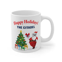 Load image into Gallery viewer, The Citadel, Happy Holidays! Santa Spike, Mug 11oz - Back
