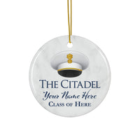 Load image into Gallery viewer, The Citadel, Graduation Cap, Customized Name and Year, Ceramic Ornament, Circle
