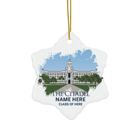 Load image into Gallery viewer, The Citadel, Customized Name and Year, Ceramic Ornament, Snowflake.
