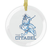 Load image into Gallery viewer, The Citadel Vintage Marching Bulldog, Glass Ornament

