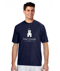 Load image into Gallery viewer, The Citadel PT Barracks logo, A4 Cooling Performance T-Shirt- Navy
