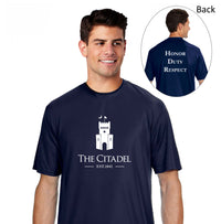 Load image into Gallery viewer, The Citadel PT Barracks logo, A4 Cooling Performance T-Shirt- NAvy

