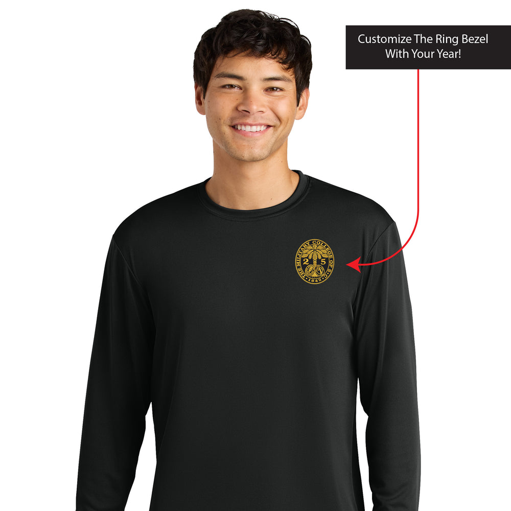 The Citadel, Customizable (Your Year) Ring Bezel Design,  Performance Long Sleeve Tee Shirt- Black