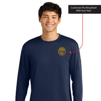 Load image into Gallery viewer, The Citadel, Customizable (Your Year) Ring Bezel Design,  Performance Long Sleeve Tee Shirt- Navy
