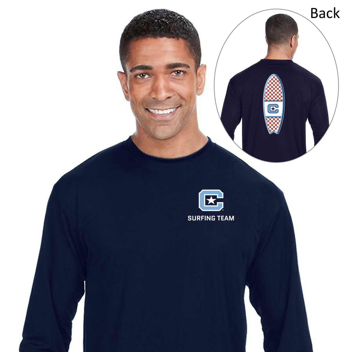 The Citadel, Club Sports - Surfing Team, A4 Cooling Performance Long Sleeve Tee Shirt- Navy