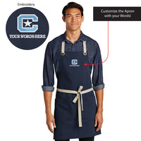 Load image into Gallery viewer, The Citadel, Customizable (Your Words), C Star, Embroidered, Port Authority® Canvas Full-Length Two-Pocket Apron - All Caps
