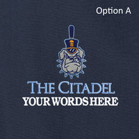 Load image into Gallery viewer, The Citadel, Customizable (Your Words), Spike, Embroidered, Port Authority® Canvas Full-Length Two-Pocket Apron -  Customization All caps
