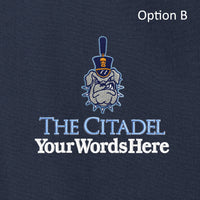 Load image into Gallery viewer, The Citadel, Customizable (Your Words), Spike, Embroidered, Port Authority® Canvas Full-Length Two-Pocket Apron -  Customization Uppercase &amp; Lowercase 
