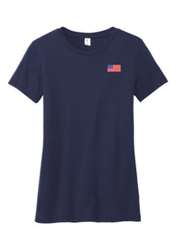 Load image into Gallery viewer, American Flag,  Women’s Tri-Blend T-shirt - Navy
