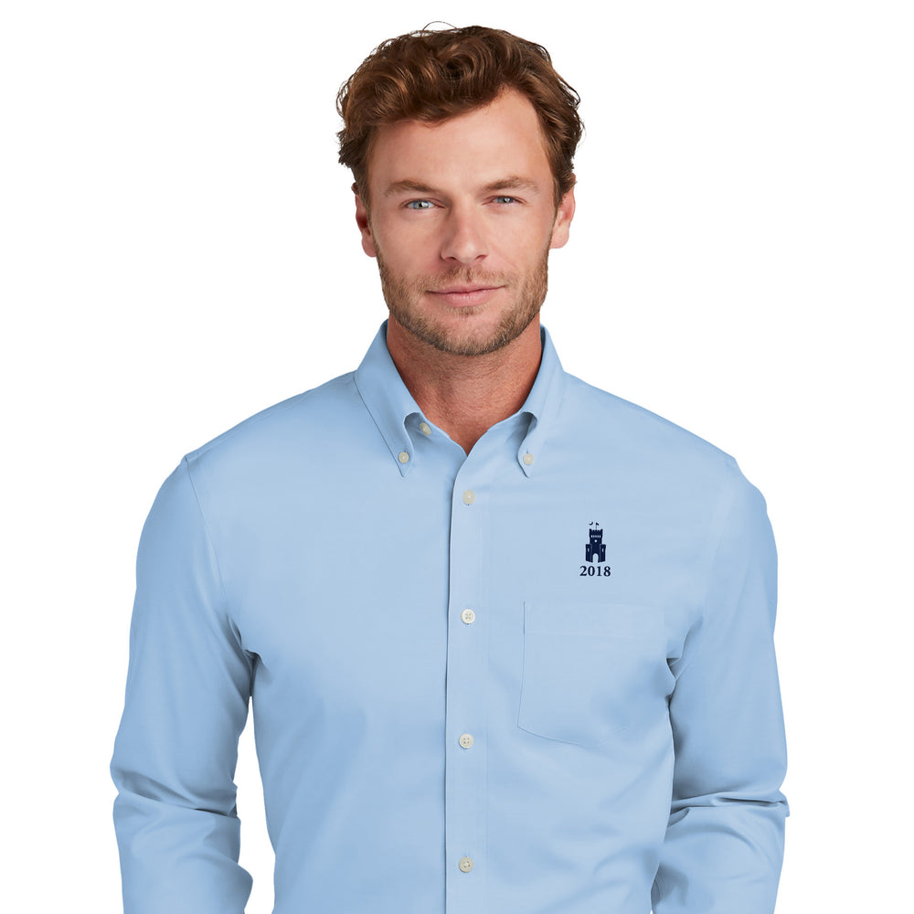 The Citadel, Class of 2018, Barracks, Brooks Brothers® Wrinkle-Free Stretch Pinpoint Shirt-Newport Blue