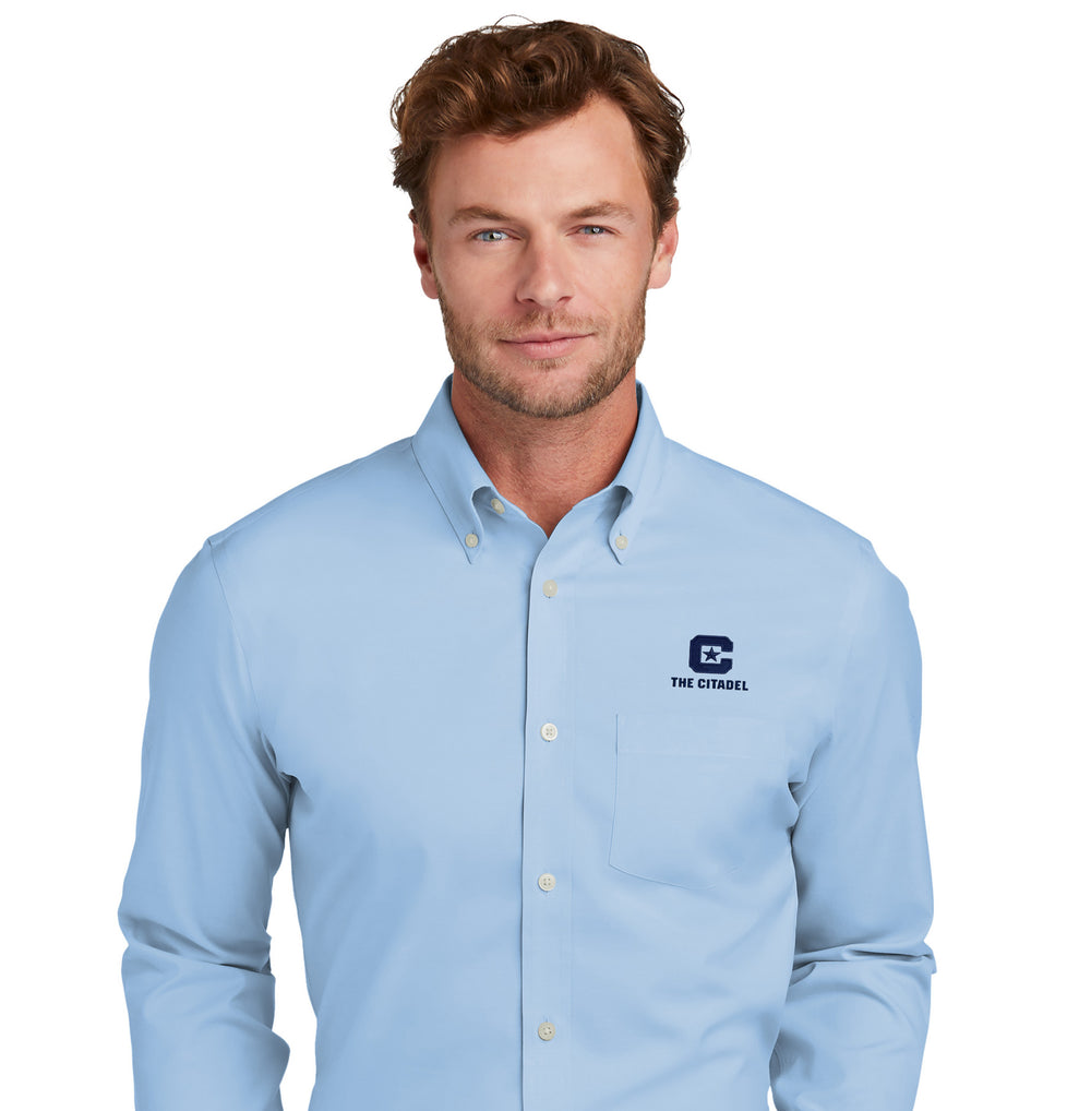 The Citadel C, Brooks Brothers® Wrinkle-Free Stretch Pinpoint Shirt- Newport Blue