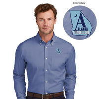 Load image into Gallery viewer, The Citadel , Atlanta Citadel Club, Brooks Brothers® Wrinkle-Free Stretch Pinpoint Shirt - Cobalt
