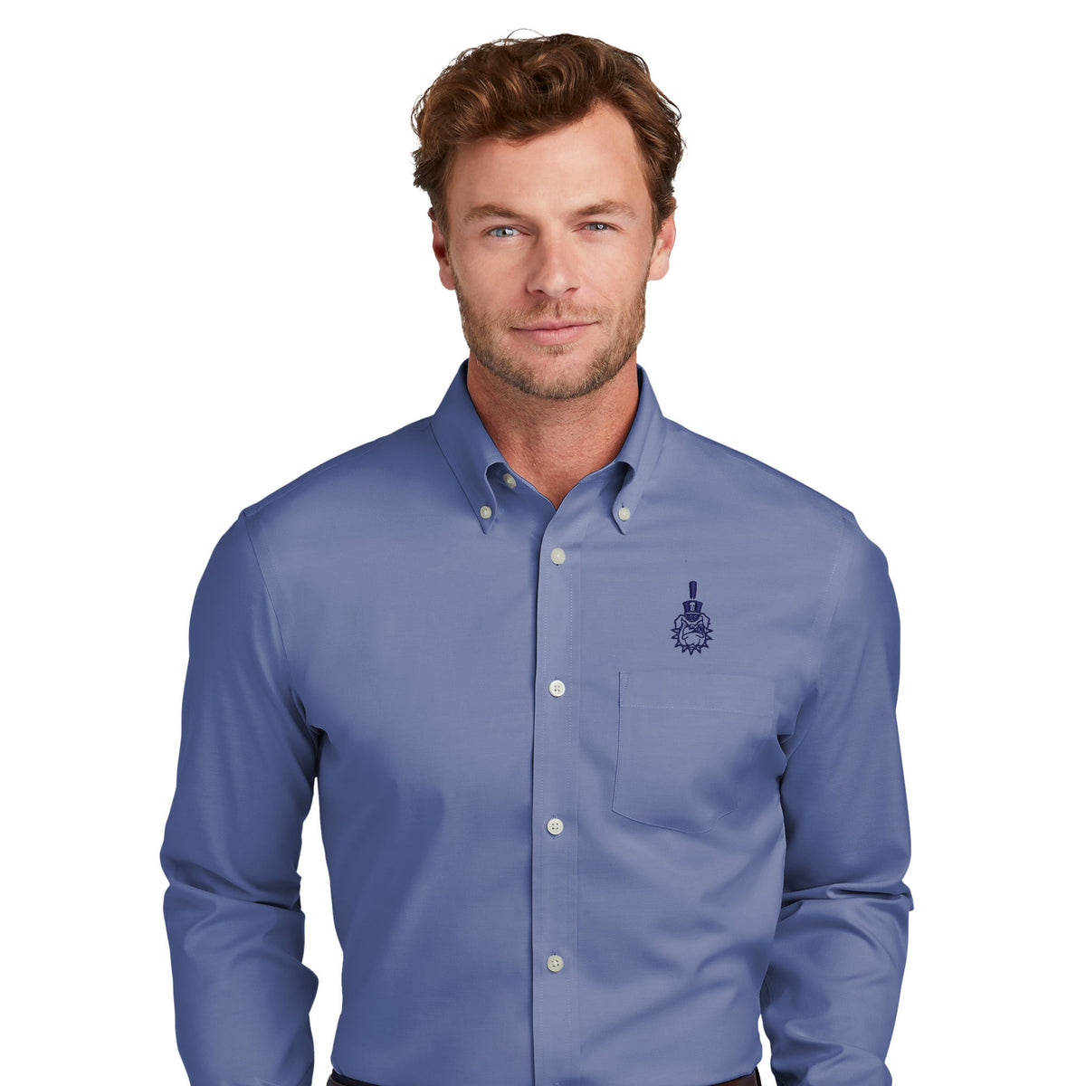 The Citadel, Spike, Brooks Brothers® Wrinkle-Free Stretch Pinpoint Shirt - Cobalt Blue