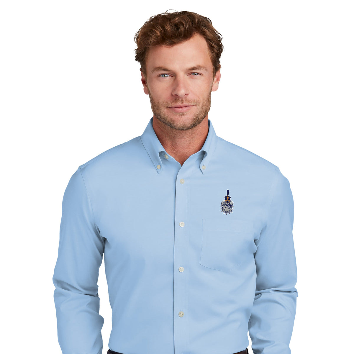 The Citadel, Spike Logo, Brooks Brothers® Wrinkle-Free Stretch Pinpoint Shirt - Newport Blue