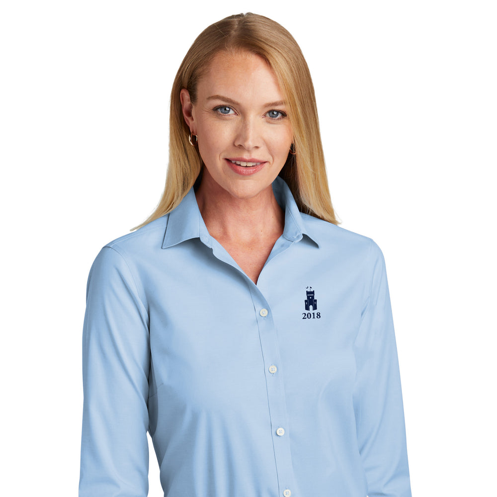 The Citadel, Class of 2018, Barracks, Brooks Brothers® Women’s Wrinkle-Free Stretch Pinpoint Shirt- Newport Blue