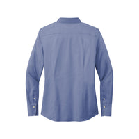 Load image into Gallery viewer, The Citadel, Spike Logo,  Brooks Brothers® Women’s Wrinkle-Free Stretch Pinpoint Shirt- Cobalt Blue- Back
