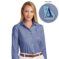 Load image into Gallery viewer, The Citadel , Atlanta Citadel Club, Brooks Brothers® Women’s Wrinkle-Free Stretch Pinpoint Shirt - Cobalt Blue
