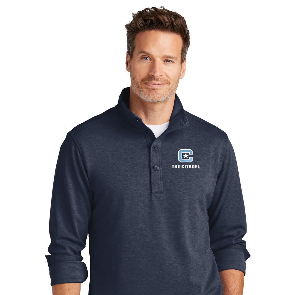 The Citadel, C Star, Brooks Brothers® Mid-Layer Stretch 1/2-Button - Navy