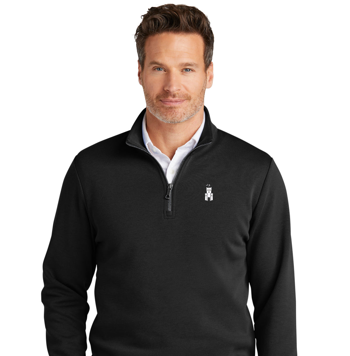 The Citadel, Barracks, Brooks Brothers® Double-Knit 1/4-Zip Sweater- Black