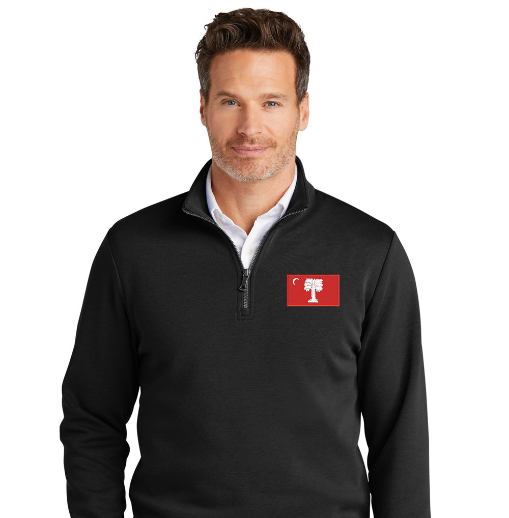 The Citadel, Big Red Flag, Brooks Brothers® Double-Knit 1/4-Zip- Black