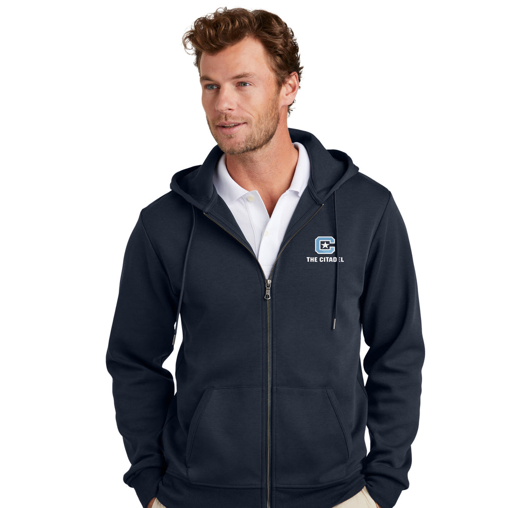 The Citadel, C Star, Brooks Brothers® Double-Knit Full-Zip Hoodie- Navy
