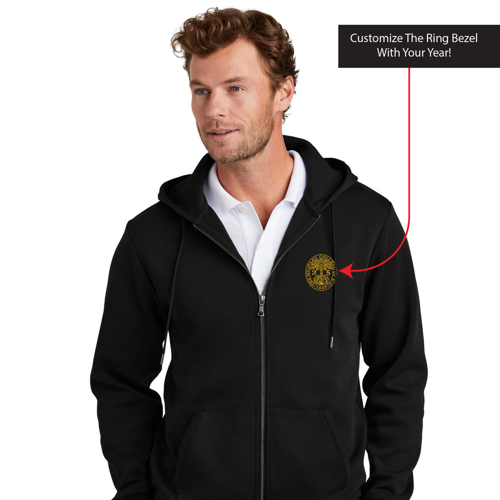 The Citadel, Customizable (Your Year) Embroidered Ring Bezel Design, Brooks Brothers® Double-Knit Full-Zip Hoodie - Black