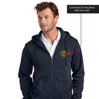 Load image into Gallery viewer, The Citadel, Customizable (Your Year) Embroidered Ring Bezel Design, Brooks Brothers® Double-Knit Full-Zip Hoodie - Navy
